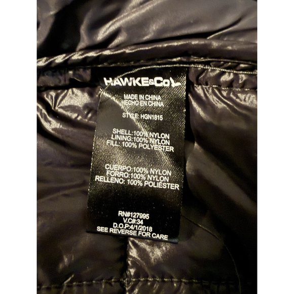 HAWKE & CO Puffer Vest Performance BLACK Dynamic Sport Fiber Down Mens Small - Picture 6 of 8